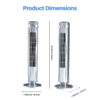 EDX Bladeless Tower Fan for Bedroom, 25ft/s High Velocity 28dB Quiet DC Fan, 5 Speeds 4 Modes, 12H Timer 64°Oscillating, Remote Standing Fan for Home Office Indoor, Silver