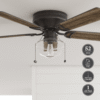 Better Homes & Gardens Wyndham 52'' Bronze Traditional LED Flush Mount Dining Room Ceiling Fan