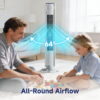 SHOUFTW 36 inch Tower Fan with Remote Control, Oscillating Bladeless Floor Fan, 5 Speeds and 4 Modes for Bedroom Home and Office, Silver