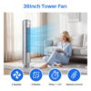 EDX Bladeless Tower Fan for Bedroom, 25ft/s High Velocity 28dB Quiet DC Fan, 5 Speeds 4 Modes, 12H Timer 64°Oscillating, Remote Standing Fan for Home Office Indoor, Silver