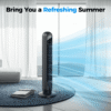 Tower Fan with Remote, 31" Bladeless Floor Fans for Home, 4 Modes & 4 Speeds, 12H Timer, LED Display, 80° Oscillating Wide Cooling for Bedroom, Office