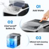 EDX Countertop Ice Maker, Self-Cleaning Portable Ice Maker Machine with Handle and Ice Scoop 9Pcs/6Min 26.5Lbs/24H Black