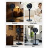 KFFKFF 7-Inch Oscillating Pedestal Fan with DC Motor, Remote Control, 12 Speed Settings, 3 Modes, 15-Hour Timer, Adjustable Height, Quiet Operation for Home, Bedroom, Living Room, and Study,Blue Gray