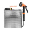 KFFKFF 200 ft Metal Garden Hose, Durable Stainless Steel Water Hose with 10-Function Spray Nozzle, Flexible & No-Kink, Lightweight Outdoor Water Pipe for Yard, Garden