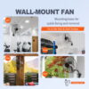 KFFKFF 20-Inch Wall Mount Fan, 3-Speed High Airflow up to 4650 CFM, Oscillating Industrial Fan for Commercial and Residential Use in Warehouses, Greenhouses, Workshops, Patios, and Basements, Black