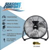 Seasons Comfort 14-In. 3-Speed High-Velocity Heavy-Duty Floor Fan, FHV14, Black, FHV14