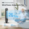 DREO Tower Fans for Home, 32" Standing Floor Fan, 26 ft/S Bladeless Fan with Remote, 90° Oscillating, 3 Modes, 3 Speeds, LED Display, 8H Timer, Quiet Room Fan