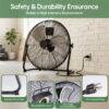 SHOUFTW 20" High Velocity Industrial Floor Fan, 3-Speed Heavy Duty Metal Air Circulator with 120° Tilt Head, Black