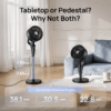 DREO Pedestal Fans for Home, 20dB Ultra Quiet, 2-in-1 Table Floor Fan, 29.2 ft/s Hyperfast Airflow, 90° Oscillation 105° Tilt Standing Fan, 3 Modes 8 Speeds with Remote, 8H Timer, Aroma Pad, 2026 New