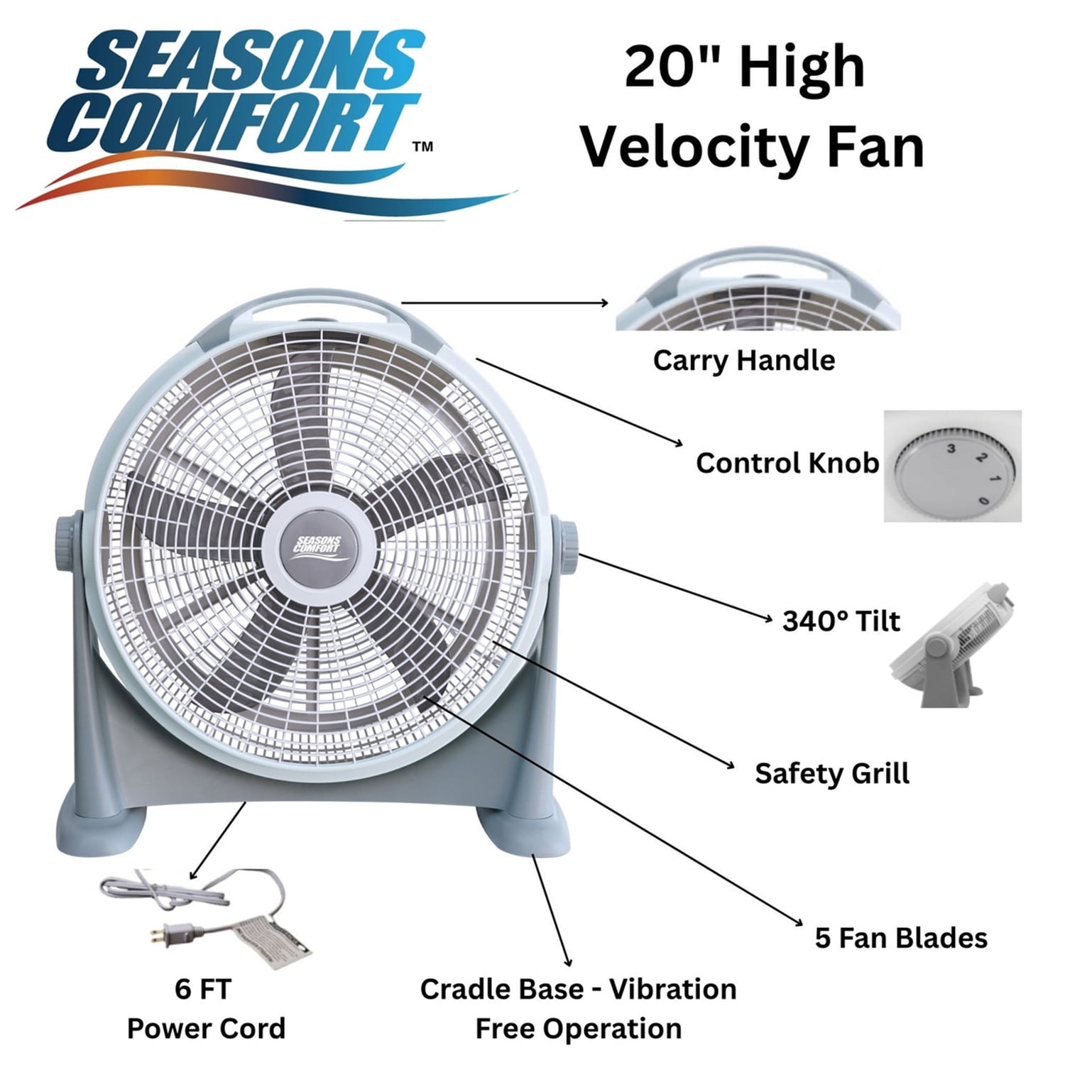 ee5bb5ed-5a03-41e9-89f6-9840941b0bbf.0a766d424490979b1aff2534d808b00a.jpeg Seasons Comfort 20-In. 3-Speed High-Velocity Heavy-Duty Air-Circulator Floor Fan with 340° Tilting Head