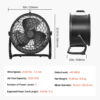 KFFKFF 14-Inch High Velocity Industrial Floor Fan, 3-Speed Adjustable, 2520 CFM Airflow, 360° Tilt, Durable Metal Design for Home, Gym, Office, Garage, and Commercial Spaces
