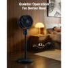 KFFKFF 7-Inch Oscillating Pedestal Fan with DC Motor, Remote Control, 12 Speed Settings, 3 Modes, 15-Hour Timer, Adjustable Height, Quiet Operation for Home, Bedroom, Living Room, and Study,Blue Gray