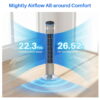 EDX Bladeless Tower Fan for Bedroom, 25ft/s High Velocity 28dB Quiet DC Fan, 5 Speeds 4 Modes, 12H Timer 64°Oscillating, Remote Standing Fan for Home Office Indoor, Silver