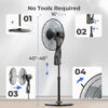 Goosiay 16" Oscillating Pedestal Fan with Remote Control, Ultra-Quiet Sleep Mode, Easy Carry Handle, Height Adjustable Standing Fan for Bedroom Home Office