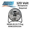 Seasons Comfort 14-In. 3-Speed High-Velocity Heavy-Duty Floor Fan, FHV14, Black, FHV14