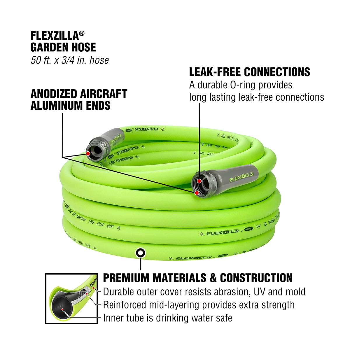 facde690-093d-4b07-ba41-596589bc306f.ac38cdf2ea5792f5524ee1de9fff3c79.jpeg Flexzilla® Garden Hose, 3/4" x 50', Flexible Hybrid Polymer, ZillaGreen®