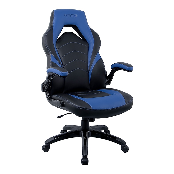 Staples Emerge Vortex Bonded Leather Ergonomic Gaming Chair, Black and Blue (58293-CC)