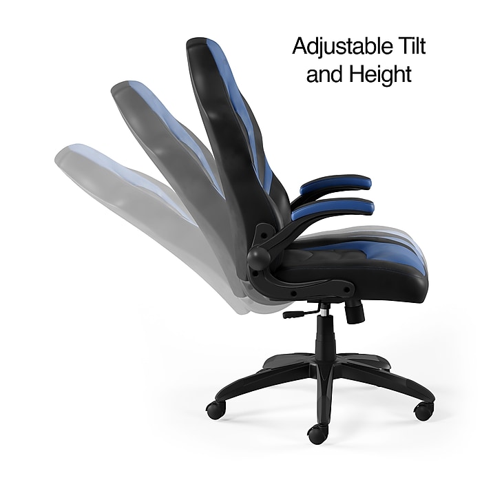 image-103.jpeg Staples Emerge Vortex Bonded Leather Ergonomic Gaming Chair, Black and Blue (58293-CC)