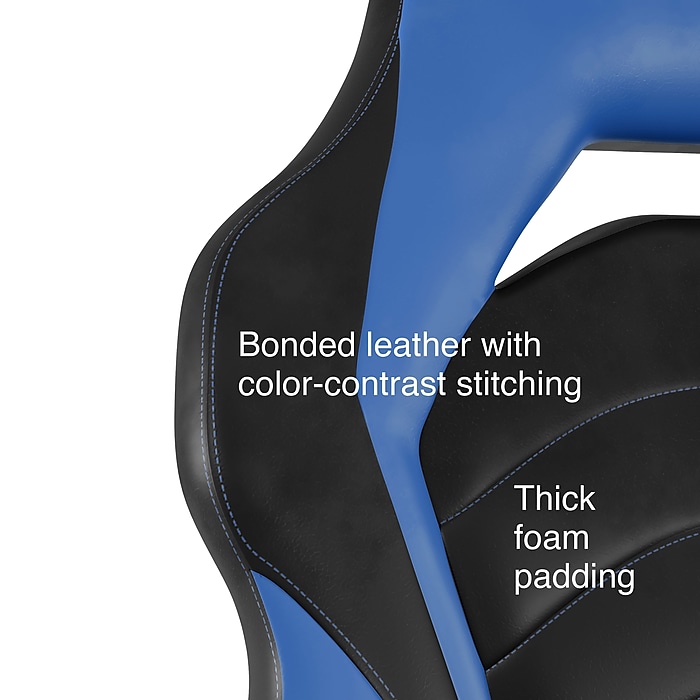 image-109.jpeg Staples Emerge Vortex Bonded Leather Ergonomic Gaming Chair, Black and Blue (58293-CC)