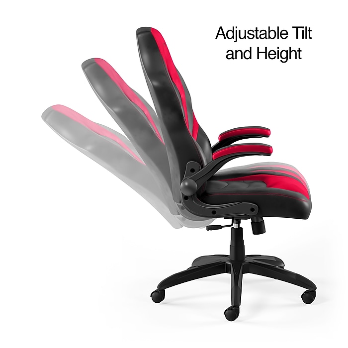 image-112.jpeg Staples Emerge Vortex Bonded Leather Ergonomic Gaming Chair, Black and Red (51465-CC)