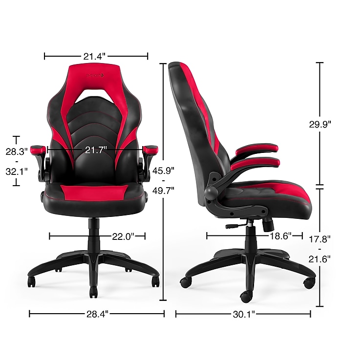 image-116.jpeg Staples Emerge Vortex Bonded Leather Ergonomic Gaming Chair, Black and Red (51465-CC)