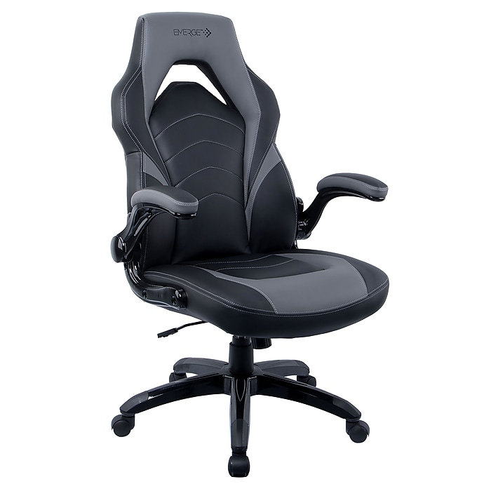 Staples Emerge Vortex Bonded Leather Ergonomic Gaming Chair, Black and Gray (52503)