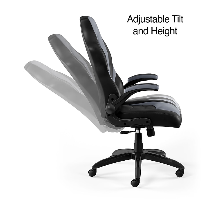 image-120.jpeg Staples Emerge Vortex Bonded Leather Ergonomic Gaming Chair, Black and Gray (52503)