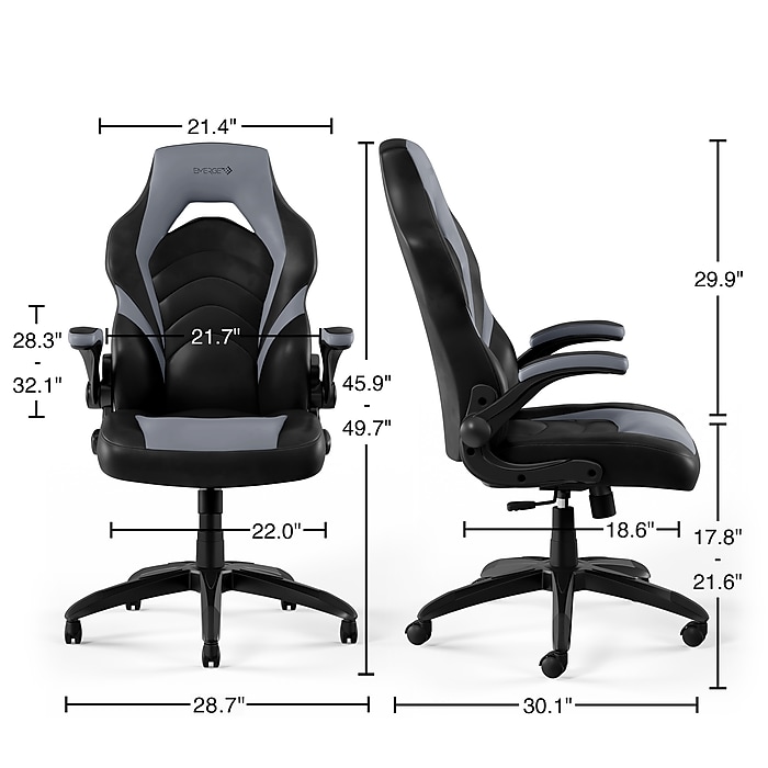 image-123.jpeg Staples Emerge Vortex Bonded Leather Ergonomic Gaming Chair, Black and Gray (52503)