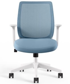Staples Essentials Ergonomic Fabric Swivel Task Chair, Light Blue (ST63128-US)
