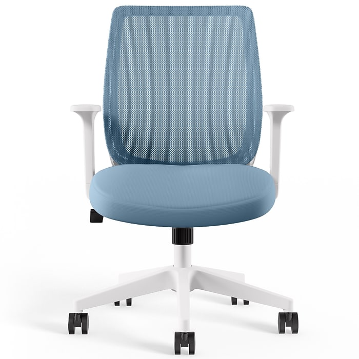 Staples Essentials Ergonomic Fabric Swivel Task Chair, Light Blue (ST63128-US)