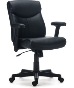 Staples Ergonomic Task Chair, Faux Leather, Ergonomic, Adjustable Height, Swivel, Black