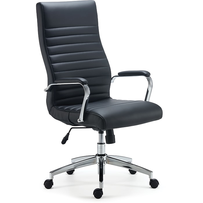 STAPLES Bentura Ergonomic Manager & Executive Office Chair, High Back Swivel, Adjustable Height, Bonded Leather, Black