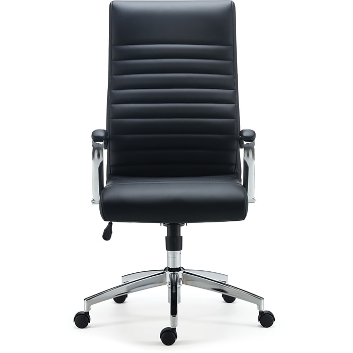 image-202.jpeg STAPLES Bentura Ergonomic Manager & Executive Office Chair, High Back Swivel, Adjustable Height, Bonded Leather, Black