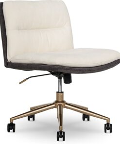 Elle Decor Ariana Criss Cross Armless Ergonomic Fabric Swivel Computer and Desk Chair, Cream (60121-CRM)