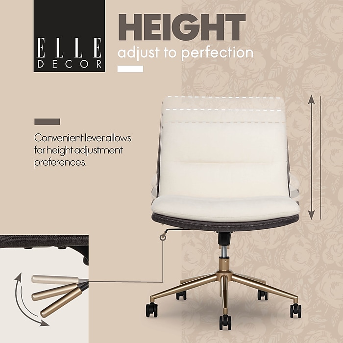 image-97.jpeg Elle Decor Ariana Criss Cross Armless Ergonomic Fabric Swivel Computer and Desk Chair, Cream (60121-CRM)