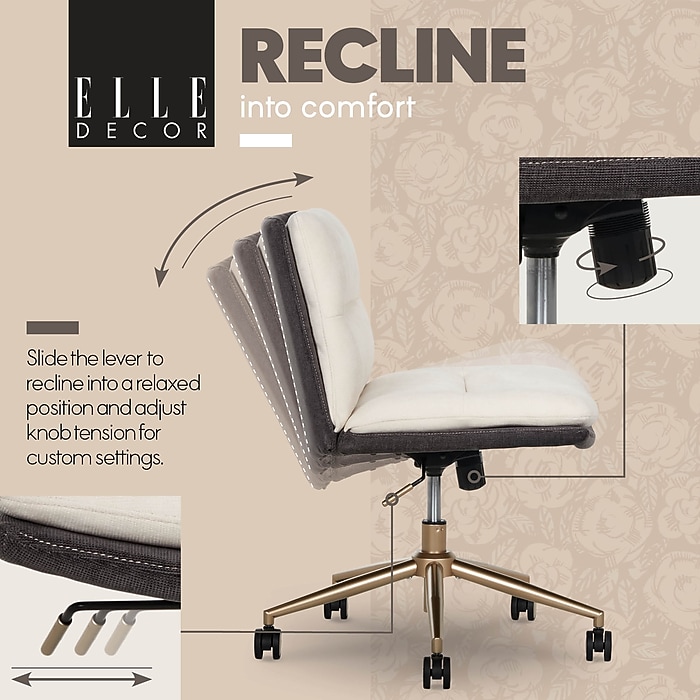 image-98.jpeg Elle Decor Ariana Criss Cross Armless Ergonomic Fabric Swivel Computer and Desk Chair, Cream (60121-CRM)