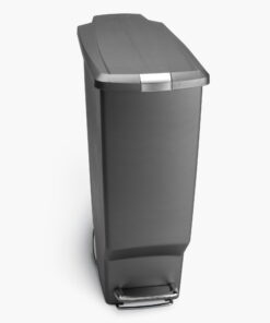 simplehuman Kitchen Trash Can, 10.6 Gallon Plastic Step Garbage Bin with Secure Slide Lock Lid, Gray
