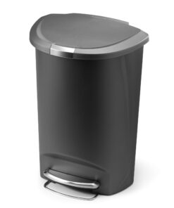 simplehuman Kitchen Trash Can, 13 Gallon Plastic Step Garbage Bin with Secure Slide Lock Lid, Gray