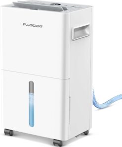 PLUSCENT 21 Pint Dehumidifier for Basement with Drain Hose up to 1500 Sq Ft | 3 Modes, Smart Humidity Control, Quiet & Portable, 24H Timer & Auto Defrost, Ideal for Home, RV & Bathrooms