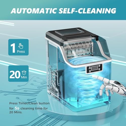 EUHOMY Ice Cube Maker Machine Countertop, 2 Ways to Add Water, 45Lbs/Day 24 Pcs Ready in 13 Mins, Auto-Cleaning Portable Compact, with Ice Scoop & Basket, Perfect for Home/Kitchen/Office/Bar (Silver) EUHOMY Ice Cube Maker Machine Countertop, 2 Ways to Add Water, 45Lbs/Day 24 Pcs Ready in 13 Mins, Auto-Cleaning Portable Compact, with Ice Scoop & Basket, Perfect for Home/Kitchen/Office/Bar (Silver) - Image 7