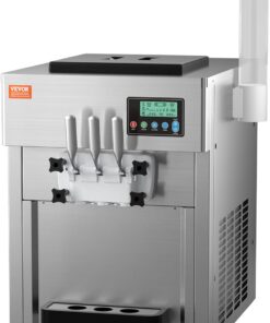 VEVOR Commercial Ice Cream Machine, 21 QT/H Soft Serve Ice Cream Maker with LCD Panel Auto Clean 3-Flavor Pre-cooling for Restaurant Snack Bar
