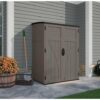 Suncast Outdoor Storage Cabinet Waterproof Resin Vertical Outdoor Storage Shed (54 cu. ft.) for Patio, Garden Tools, Cushions, & Equipment. Weatherproof Plastic Multi-Wall Design, Capacity Made in USA