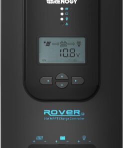 Renogy Charge Controller-Rover 20A MPPT 12V/24V Auto-Detect LCD Display | 99.9% Efficiency for Gel/Flooded/Lithium Batteries | Dual-Peak Tracking & Modbus Support (Black, 100V,20A)
