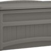Suncast Outdoor Storage Box - 73 Gallon Stoney Resin Deck Box with Wheels, Handles, and Seat, Heavy-Duty Indoor/Outdoor Storage Bench for Patio Cushions, Shoes, Pool & Garden Gear
