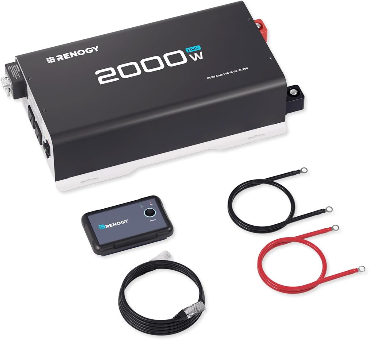 Renogy 2000W 24V Pure Sine Wave Inverter, 4000W Peak Power, 92% Energy Efficiency, with 2 AC Outputs, Remote Control, RV Truck Marine Camping Renogy 2000W 24V Pure Sine Wave Inverter, 4000W Peak Power, 92% Energy Efficiency, with 2 AC Outputs, Remote Control, RV Truck Marine Camping