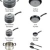 T-fal Experience Nonstick Cookware Set 12 Piece, Induction, Oven Broiler Safe 350F, Kitchen Cooking Set w/Fry Pans, Saucepan, Stockpot, Kitchen Utensils, Pots and Pans, Dishwasher Safe, Black
