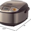 Zojirushi Ns TSC10 5.5 Cup Micom Rice Cooker and Warmer, 1.0l | Micom Fuzzy Logic, Steam and Cake Menus, Keep-Warm, Delay Timer, Includes Steamer Basket and Spatula