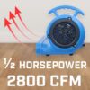 1/2hp 2800CFM Speed Air Mover Carpet Dryer Floor Fan Cooling Fan - Industrial Heavy Duty Abanico de Piso Blower Fan with High Power for Commercial and Industrial Use