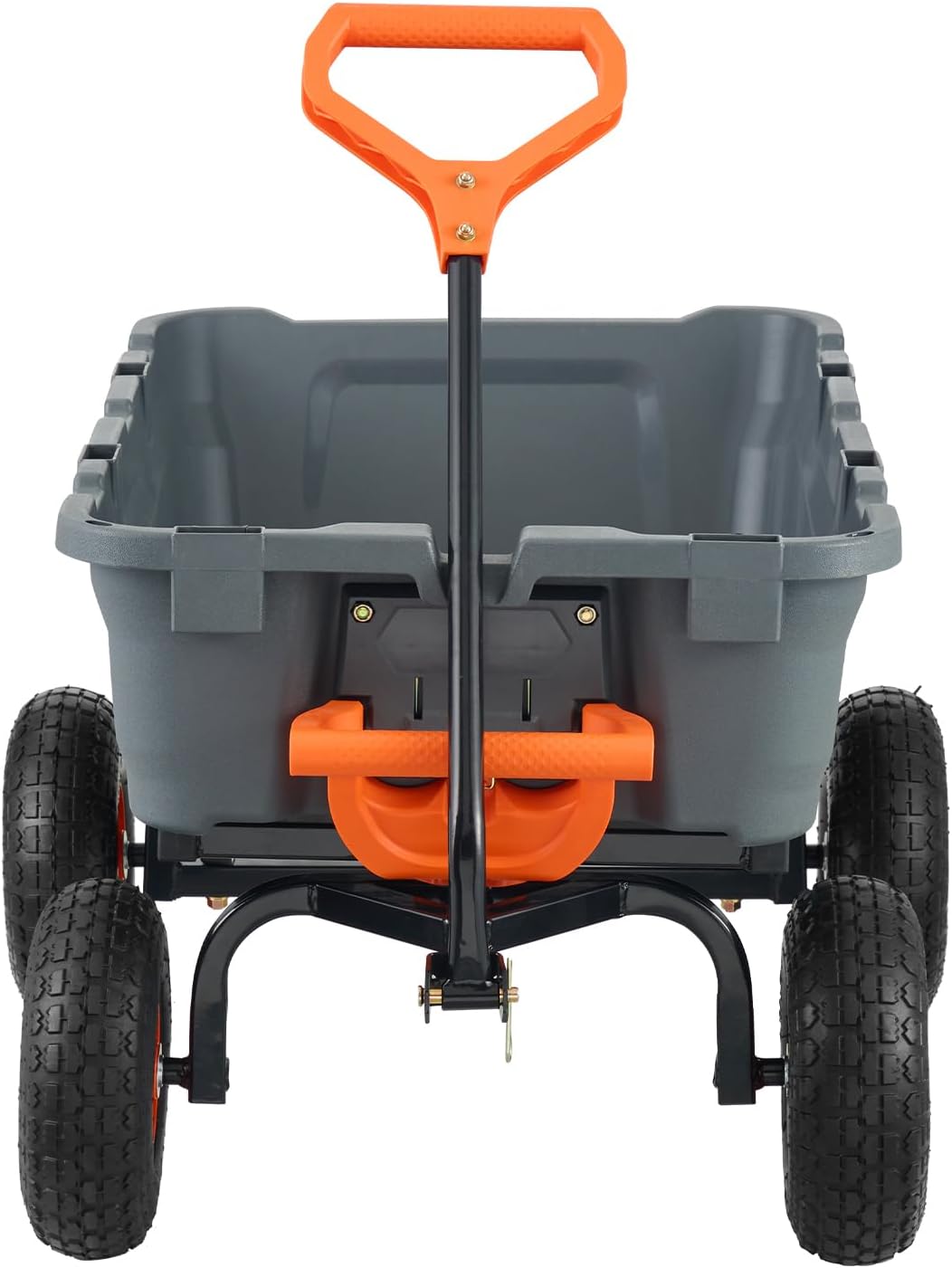 VEVOR 800lbs Poly Dump Garden Cart, Heavy Duty Yard Dump Cart Wagon, 4 Wheel Wheelbarrow with 10in Tires, 180°Rotating Handle, Steel Frame and Quick Release System VEVOR 800lbs Poly Dump Garden Cart, Heavy Duty Yard Dump Cart Wagon, 4 Wheel Wheelbarrow with 10in Tires, 180°Rotating Handle, Steel Frame and Quick Release System - Image 9