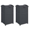 Suncast 2 Pack Trash Hideaway Refuse Container, Stylish Resin Outdoor Garbage Bin with Latching Lid, 30 to 33 Gallon Capacity, Cyberspace